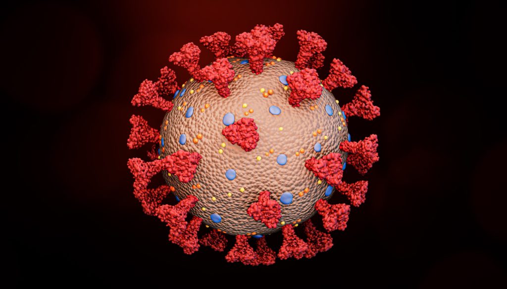 Climate change and pandemics: image of Sars-CoV-2 pathogen responsible for the COVID-19 pandemic