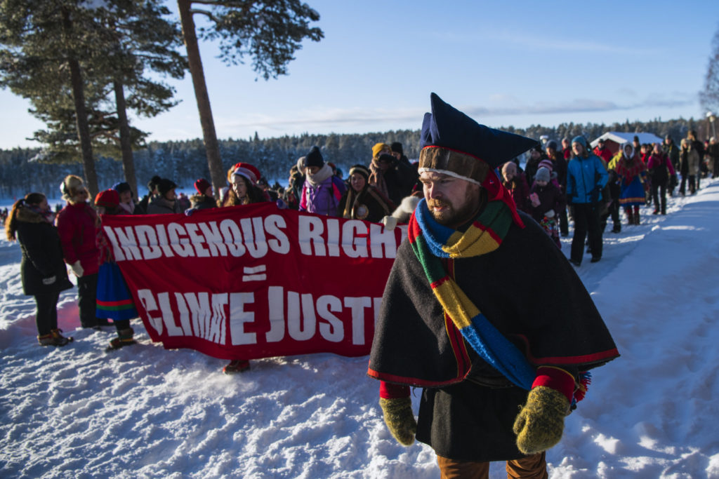 Indigenous People in the Arctic protesting climate justice ahead of COP 26